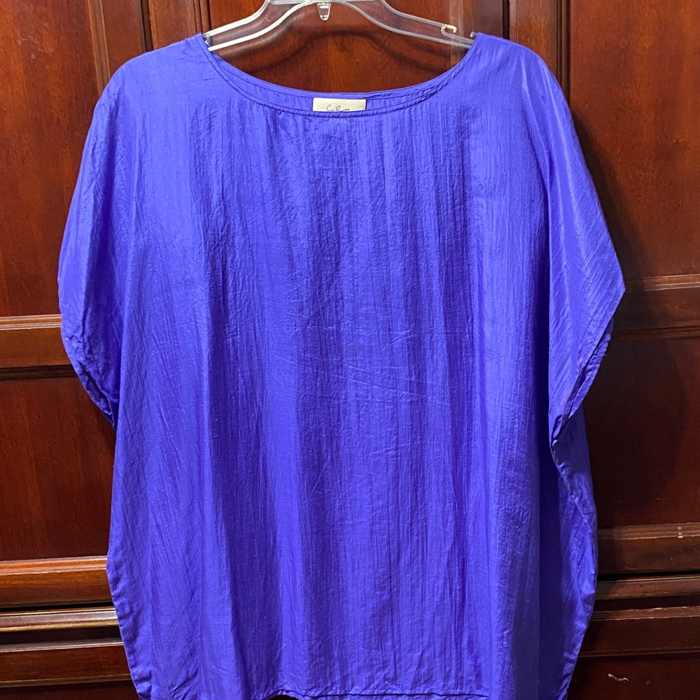 Sue Brett Elegant Purple Women's silk sleeveless vintage boxy shaped Top
